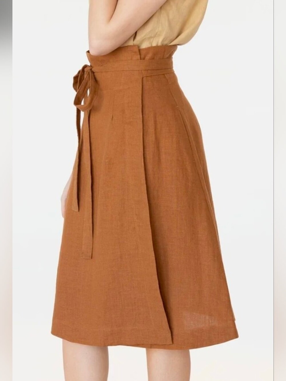Sister Nettle × Magic Linen Springtime High Waist Linen Wrap Skirt Cinnamon XL - Picture 4 of 6